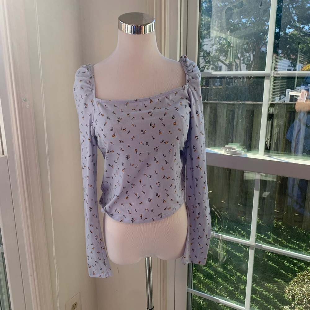 NWT Wild Fable Periwinkle Long-Sleeved Crop Top